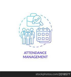 Attendance management blue gradient concept icon. Tracking discipline at work. Control productivity. Employee monitoring abstract idea thin line illustration. Vector isolated outline color drawing. Attendance management blue gradient concept icon