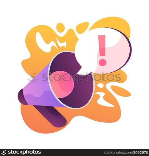 Attention attraction. Important announcement or warning, information sharing, latest news. Loudspeaker, megaphone, bullhorn with exclamation mark. Vector isolated concept metaphor illustration. Attention vector concept metaphor