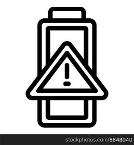 Attention battery icon outline vector. Electric level. Phone recharge. Attention battery icon outline vector. Electric level