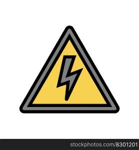 attention electricity color icon vector. attention electricity sign. isolated symbol illustration. attention electricity color icon vector illustration