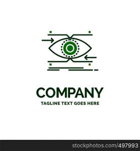 attention, eye, focus, looking, vision Flat Business Logo template. Creative Green Brand Name Design.