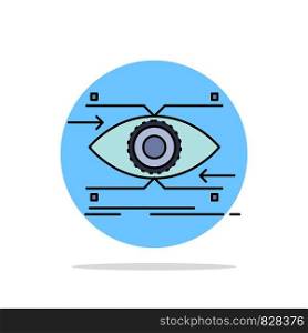 attention, eye, focus, looking, vision Flat Color Icon Vector