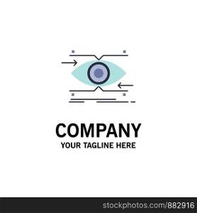 attention, eye, focus, looking, vision Flat Color Icon Vector