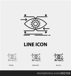 attention, eye, focus, looking, vision Icon in Thin, Regular and Bold Line Style. Vector illustration. Vector EPS10 Abstract Template background