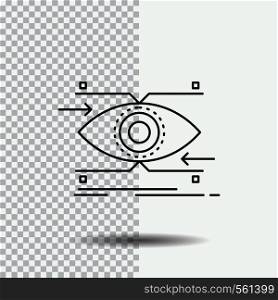 attention, eye, focus, looking, vision Line Icon on Transparent Background. Black Icon Vector Illustration. Vector EPS10 Abstract Template background