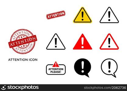 attention icon set vector design template in white background