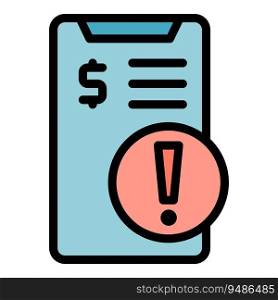 Attention phone icon outline vector. Financial income. Credit estate color flat. Attention phone icon vector flat