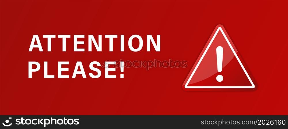 Attention sign illustration. Exclamation mark sign realistic design.Caution vector element. Stock vector. EPS 10