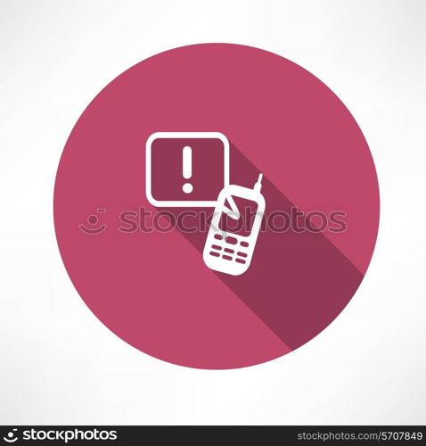 attention sign phone icon Flat modern style vector illustration