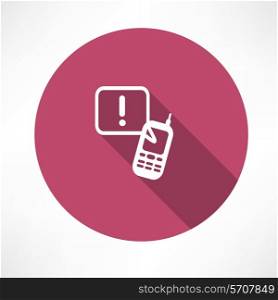 attention sign phone icon Flat modern style vector illustration