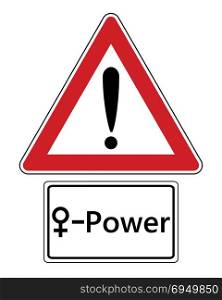 Attention sign with exclamation mark and venus symbol