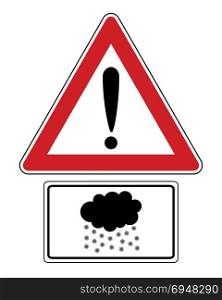 Attention sign with snow symbol