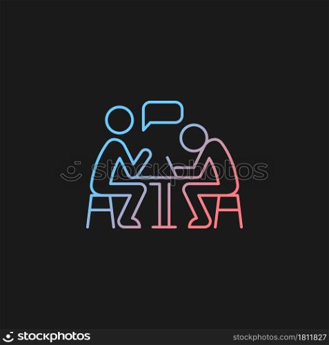 Attitudinal barriers gradient vector icon for dark theme. Avoiding communication. Introvert personality. Thin line color symbol. Modern style pictogram. Vector isolated outline drawing. Attitudinal barriers gradient vector icon for dark theme