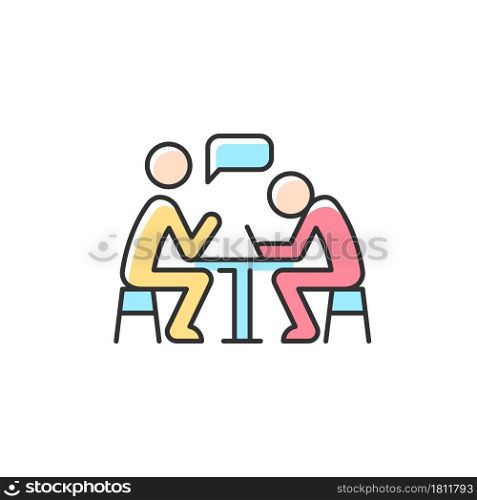 Attitudinal barriers RGB color icon. Avoiding communication. Motivation lacking. Introvert personality. Racial, gender intolerance. Isolated vector illustration. Simple filled line drawing. Attitudinal barriers RGB color icon