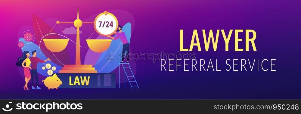 Attorney company, legal consulting and support. Notary clients. Legal services, lawyer referral service, get professional legal help concept. Header or footer banner template with copy space.. Legal services concept banner header