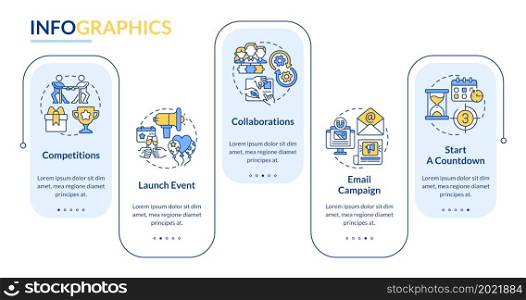 Attracting customers tips vector infographic template. Startup presentation outline design elements. Data visualization with 5 steps. Process timeline info chart. Workflow layout with line icons. Attracting customers tips vector infographic template