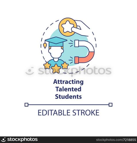 Attracting talented students concept icon. University and company collaboration. Graduate recruitment abstract idea thin line illustration. Vector isolated outline color drawing. Editable stroke. Attracting talented students concept icon