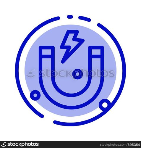 Attraction, Magnet, Science Blue Dotted Line Line Icon