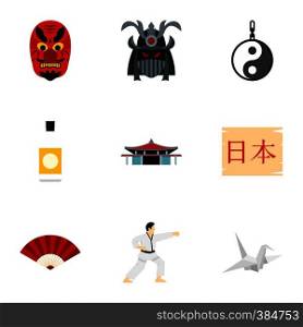 Attractions of Japan icons set. Flat illustration of 9 attractions of Japan vector icons for web. Attractions of Japan icons set, flat style