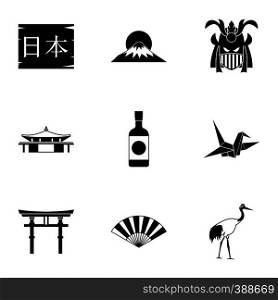 Attractions of Japan icons set. Simple illustration of 9 attractions of Japan vector icons for web. Attractions of Japan icons set, simple style