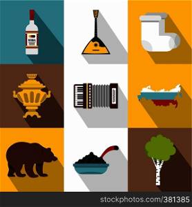 Attractions of Russia icons set. Flat illustration of 9 attractions of Russia vector icons for web. Attractions of Russia icons set, flat style