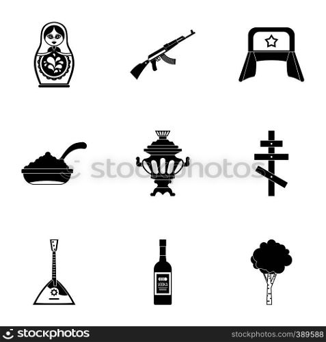 Attractions of Russia icons set. Simple illustration of 9 attractions of Russia vector icons for web. Attractions of Russia icons set, simple style