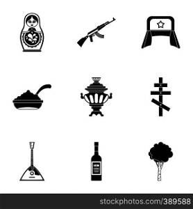 Attractions of Russia icons set. Simple illustration of 9 attractions of Russia vector icons for web. Attractions of Russia icons set, simple style