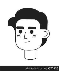 Attractive guy with slicked-back hair monochrome flat linear character head. Classic haircut. Editable outline hand drawn human face icon. 2D cartoon spot vector avatar illustration for animation. Attractive guy with slicked-back hair monochrome flat linear character head