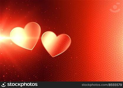 attractive two shiny valentines day hearts background