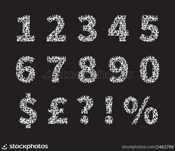 Attractive White Crossed Font Number and Symbol Designs and Gray Background.
