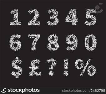 Attractive White Crossed Font Number and Symbol Designs and Gray Background.