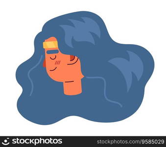 Attractive woman with lush hair semi flat vector character head. Editable cartoon avatar icon. Face emotion. Colorful spot illustration for web graphic design, animation. Attractive woman with lush hair semi flat vector character head