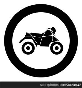 ATV motorcycle on four wheels black icon in circle vector illustration isolated