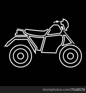 ATV motorcycle on four wheels white icon .