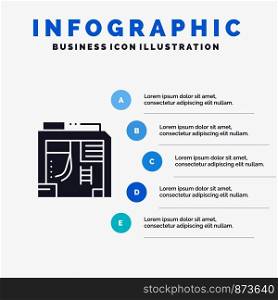 Atx, Box, Case, Computer Solid Icon Infographics 5 Steps Presentation Background