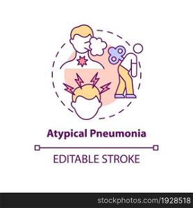 Atypical pneumonia concept icon. Pulmonary inflammation type abstract idea thin line illustration. Flu-like signs. Caused by atypical organisms. Vector isolated outline color drawing. Editable stroke. Atypical pneumonia concept icon