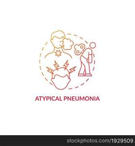 Atypical pneumonia red gradient concept icon. Pulmonary inflammation type abstract idea thin line illustration. Lower respiratory tract infection. Vector isolated outline color drawing. Atypical pneumonia red gradient concept icon