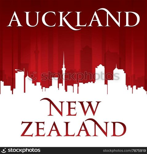 Auckland New Zealand city skyline silhouette. Vector illustration