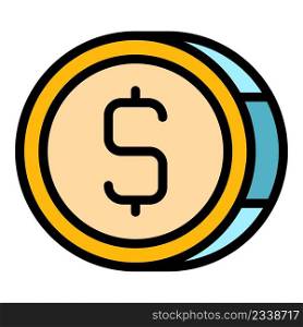 Auction coins icon. Outline auction coins vector icon color flat isolated. Auction coins icon color outline vector