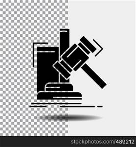 Auction, gavel, hammer, judgement, law Glyph Icon on Transparent Background. Black Icon. Vector EPS10 Abstract Template background