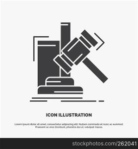 Auction, gavel, hammer, judgement, law Icon. glyph vector gray symbol for UI and UX, website or mobile application