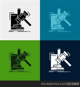 Auction, gavel, hammer, judgement, law Icon Over Various Background. glyph style design, designed for web and app. Eps 10 vector illustration. Vector EPS10 Abstract Template background