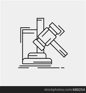 Auction, gavel, hammer, judgement, law Line Icon. Vector isolated illustration. Vector EPS10 Abstract Template background