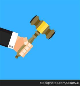 Auction hammer and stakes. Gavel auction or judge, legal verdict, guilt and legislation, vector illustration. Auction hammer and stakes