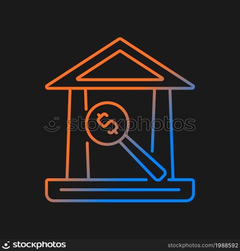 Auction house gradient vector icon for dark theme. Company selling property and antiques. Commercial company. Thin line color symbol. Modern style pictogram. Vector isolated outline drawing. Auction house gradient vector icon for dark theme