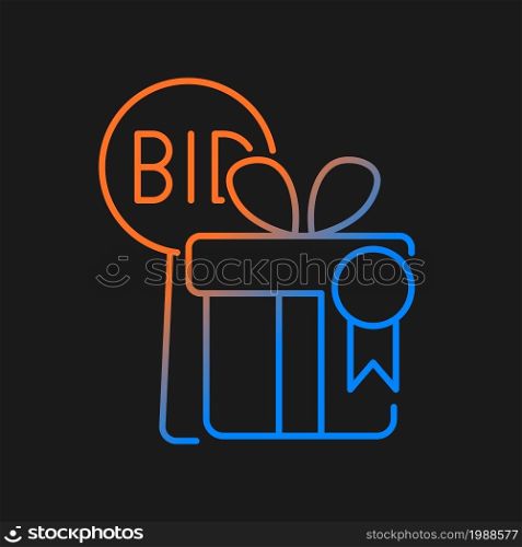 Auction winner gradient vector icon for dark theme. Highest bid wins. Bidding competition. Overbid other buyers. Thin line color symbol. Modern style pictogram. Vector isolated outline drawing. Auction winner gradient vector icon for dark theme