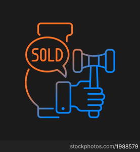 Auctioneer gradient vector icon for dark theme. Person who conducts auction process. Approving bids. Announce winner. Thin line color symbol. Modern style pictogram. Vector isolated outline drawing. Auctioneer gradient vector icon for dark theme
