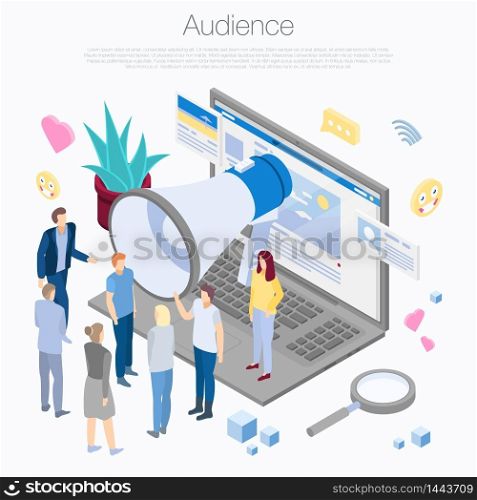 Audience concept background. Isometric illustration of audience vector concept background for web design. Audience concept background, isometric style