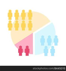 Audience segmentation semi flat color vector element. Marketing strategy. Divided segments. Full sized decoration on white. Simple cartoon style illustration for web graphic design and animation. Audience segmentation semi flat color vector element