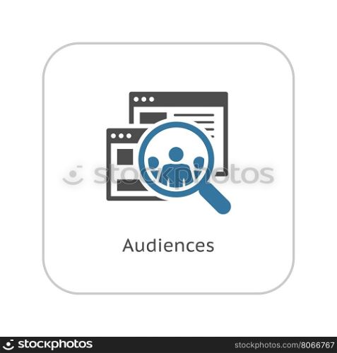 Audiences Icon. Flat Design.. Audiences Icon. Business Concept. Flat Design Isolated Illustration. App Symbol or UI element. Laptop with online consultant session.